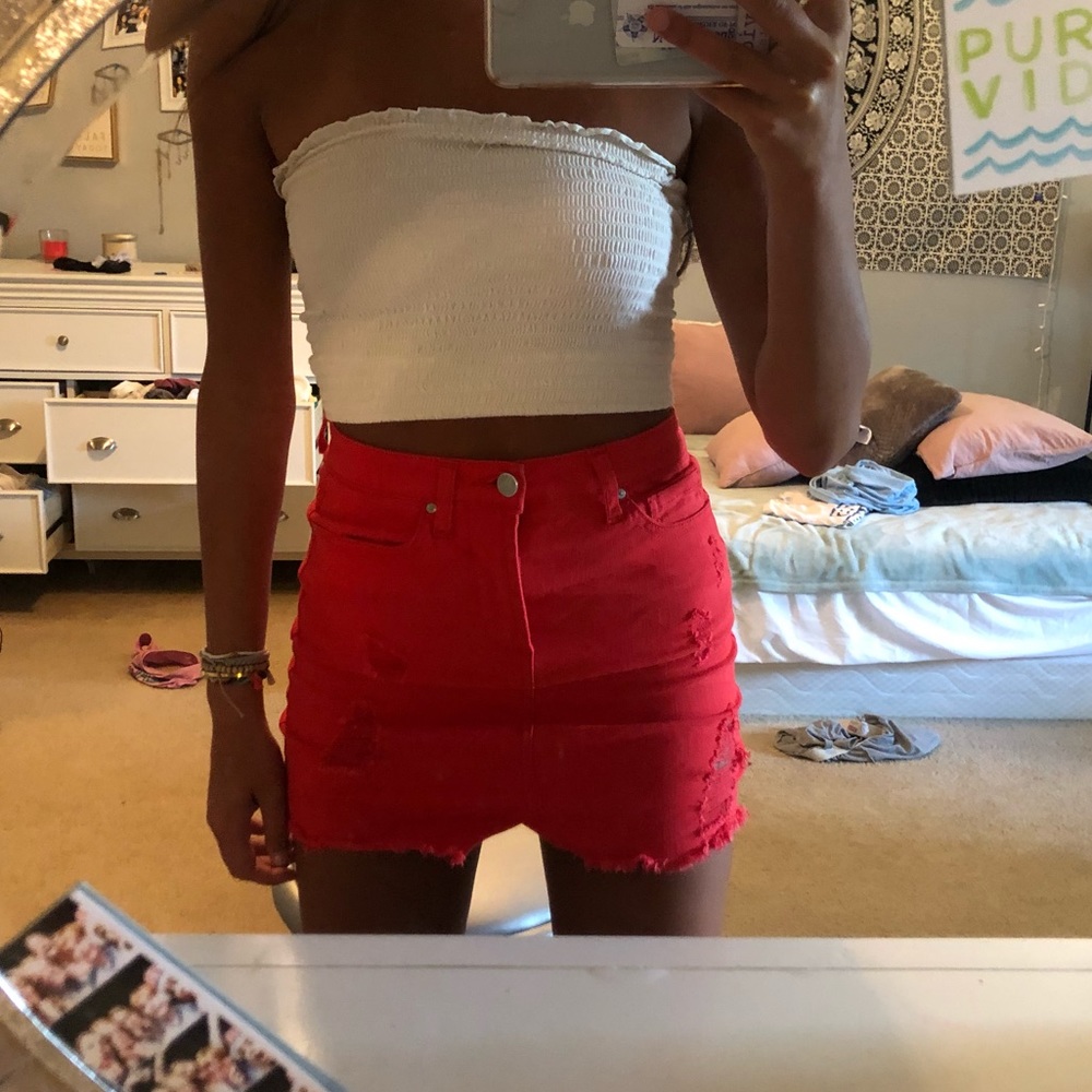 Red mini skirt